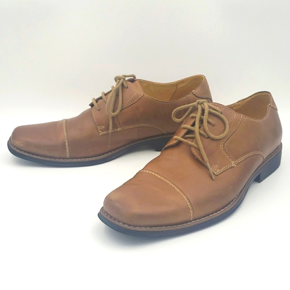 SANDRO MOSCOLONI Tan Leather Derby Dress Shoe - Picture 4 of 10